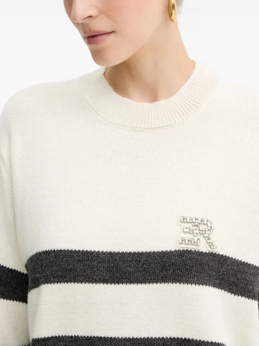 Ermanno Scervino Gestreepte verfraaide trui Wit