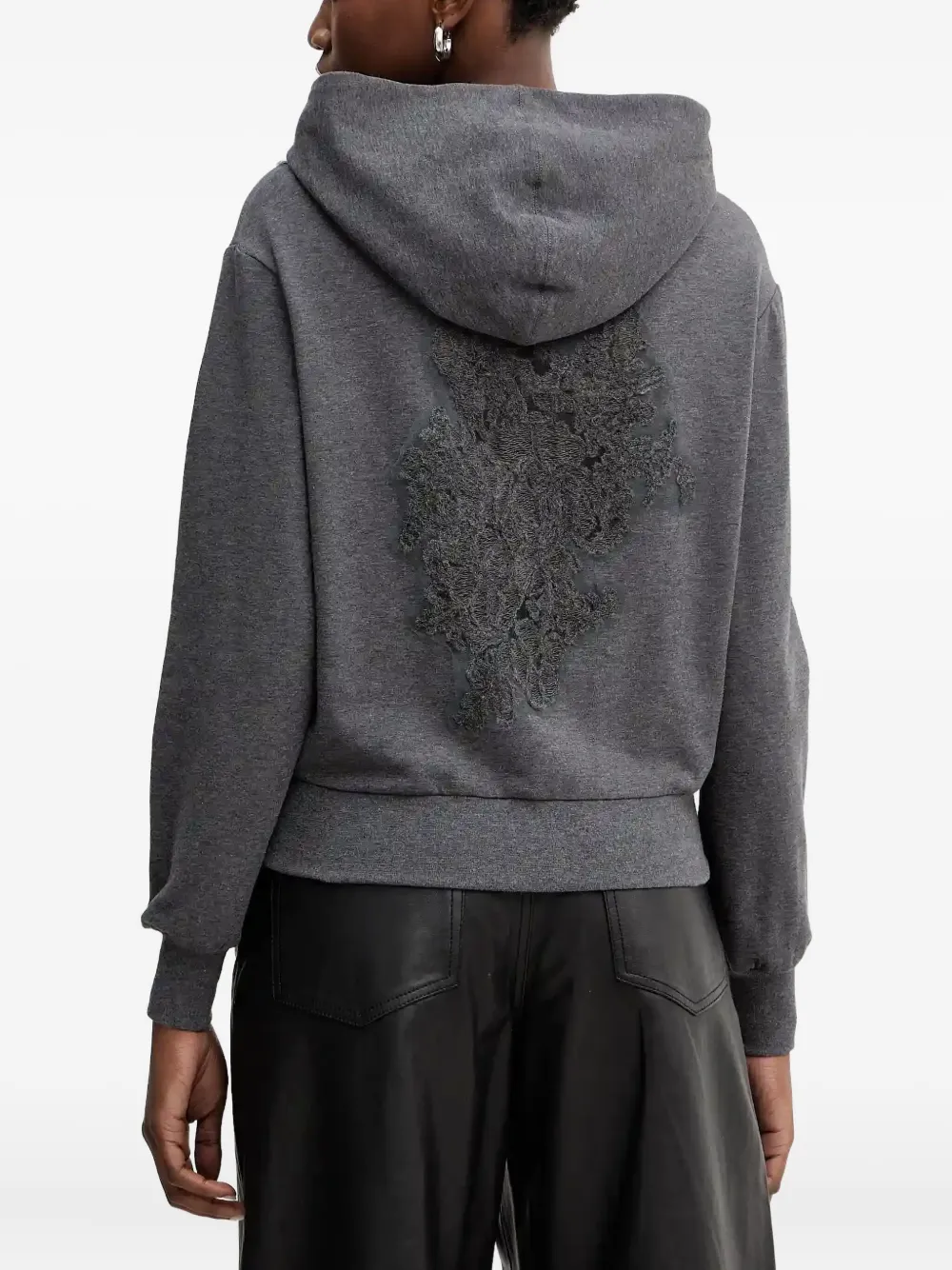 Ermanno Scervino Hoodie met kanten applicatie en lange mouwen Grijs