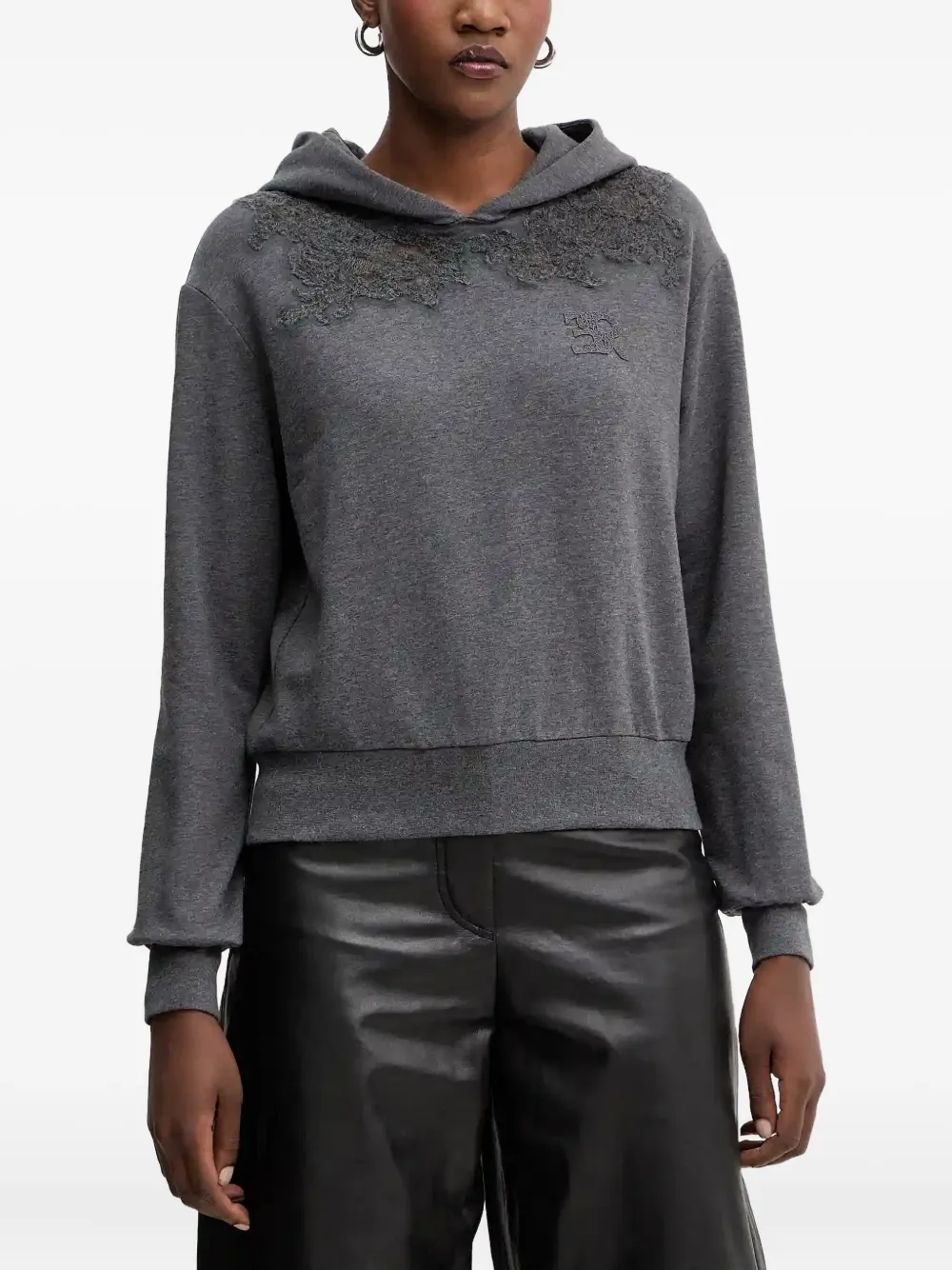 Ermanno Scervino hoodie con aplique de encaje | gris | Image 1