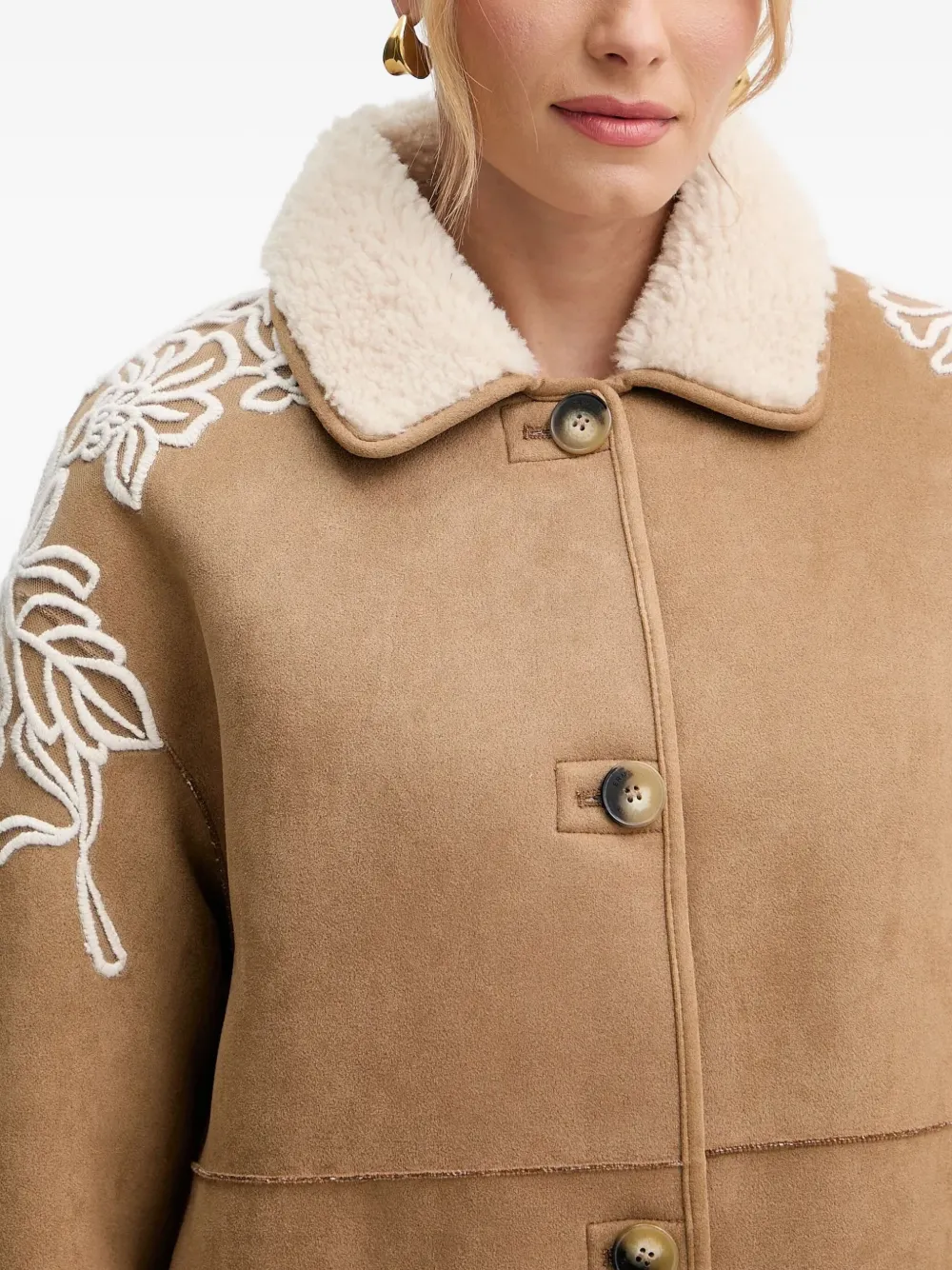 Ermanno Scervino Lammy jas met bloemapplicatie Bruin