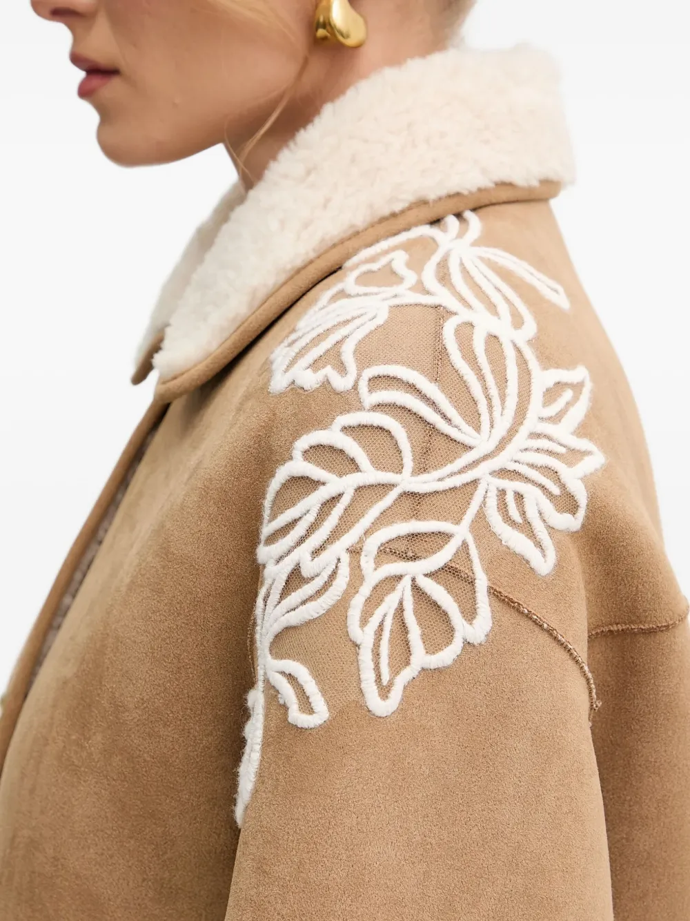 Ermanno Scervino Lammy jas met bloemapplicatie Bruin