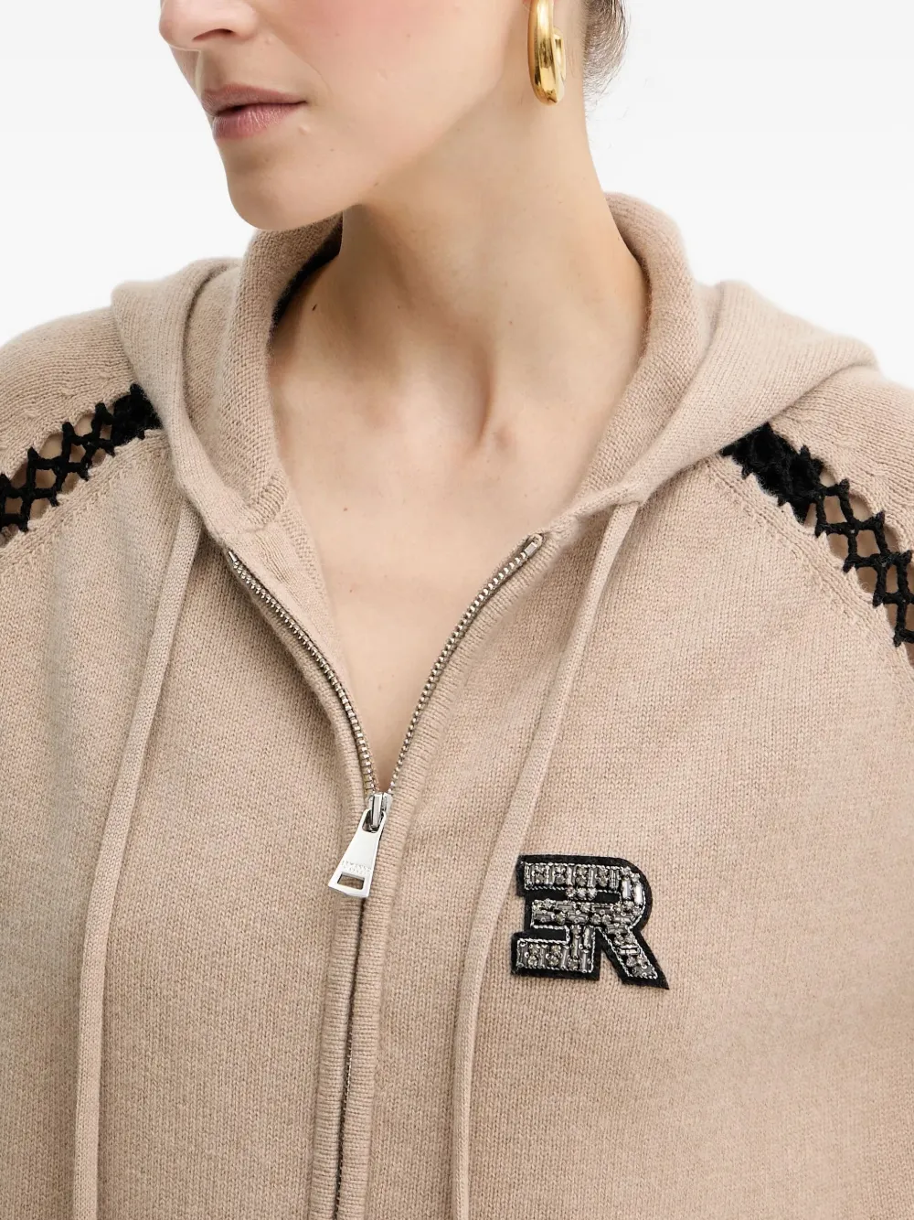 Ermanno Scervino Zip-up Logo-appliqué Hoodie In Neutral