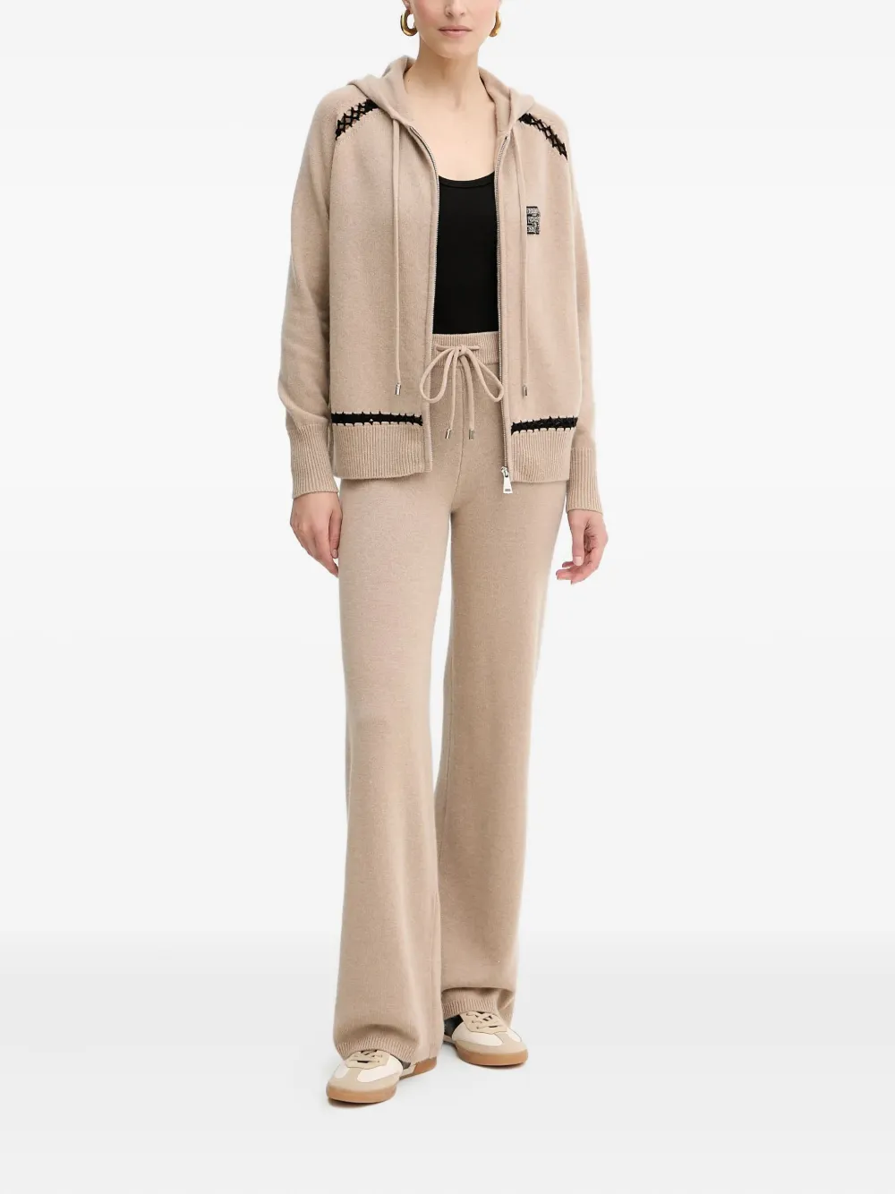 Ermanno Scervino Zip-up Logo-appliqué Hoodie In Neutral