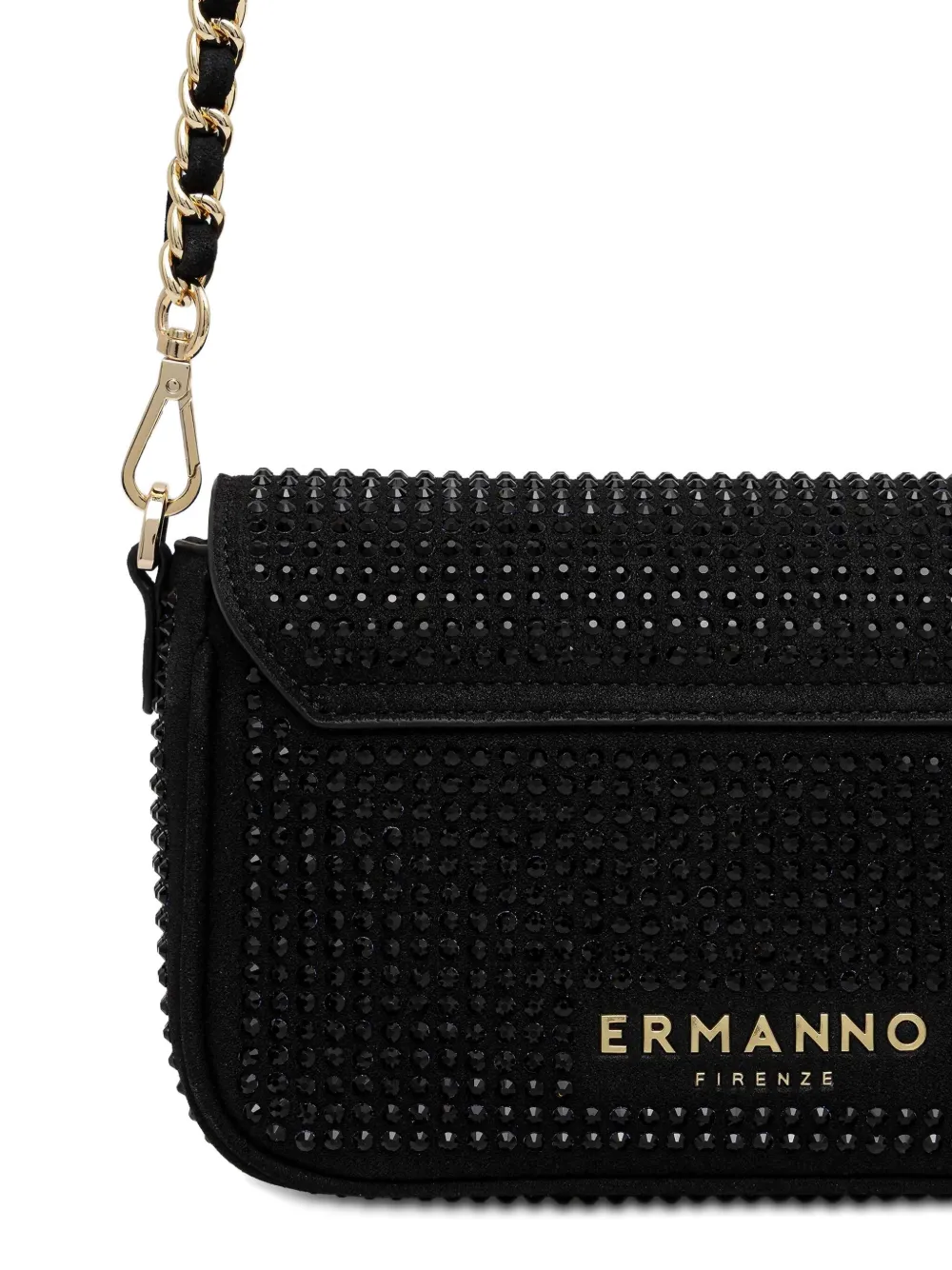 Ermanno Scervino Crystal-embellished Chain-strap Satchel Bag In Black