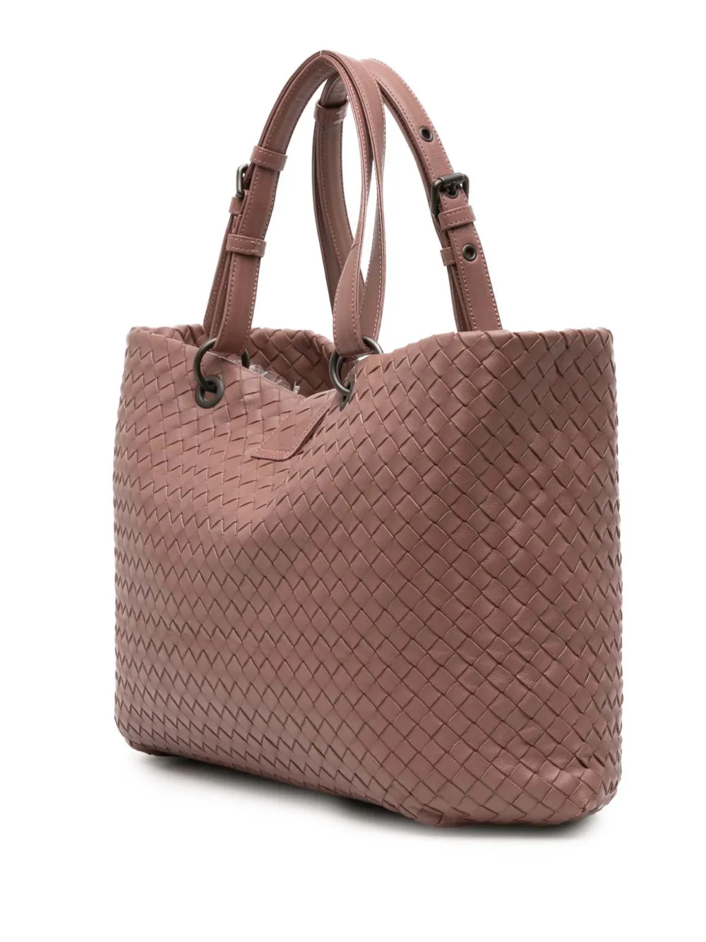 Pre-owned Bottega Veneta 2012-2025 Medium Nappa Intrecciato Capri Tote Bag In Pink