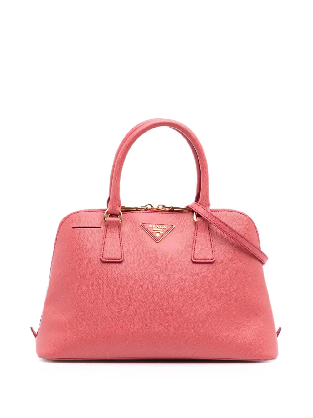 Pre-owned Prada 2021-2025 Medium Saffiano Lux Promenade Satchel In Pink