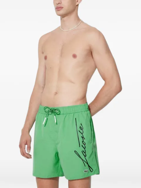 Lacoste logo-script drawstring swim shorts