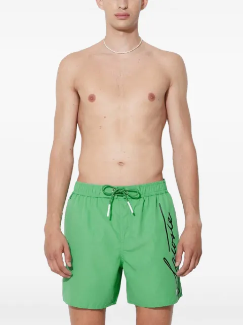 Lacoste logo-script drawstring swim shorts