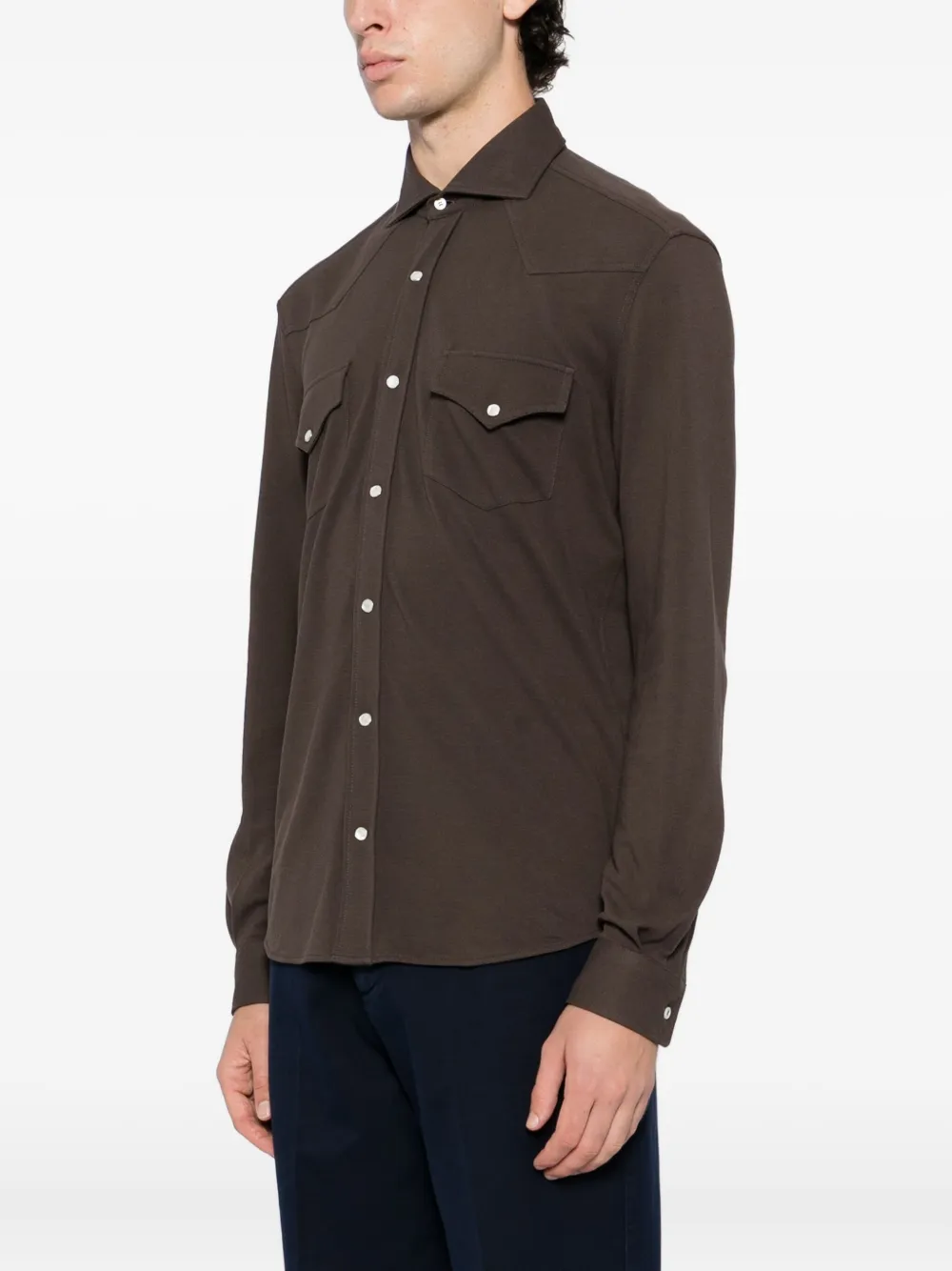Brunello Cucinelli Cotton Shirt In Brown