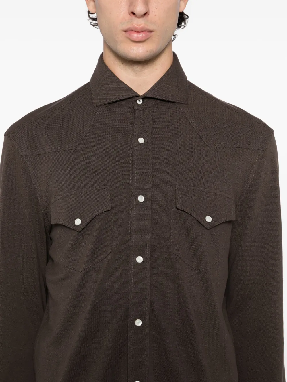Brunello Cucinelli Cotton Shirt In Brown