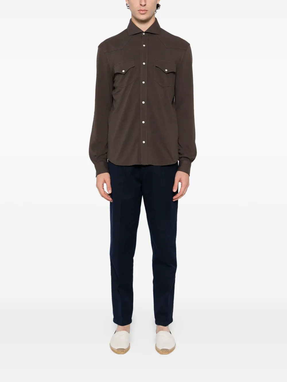 Brunello Cucinelli press-crease cotton trousers | Tapered Pants | Image 2