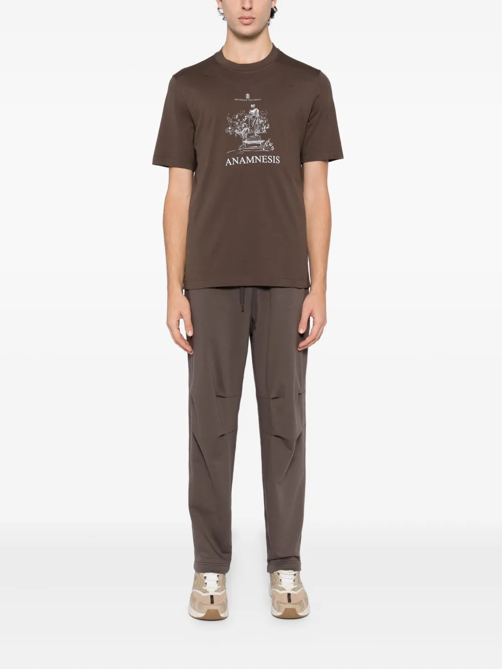 Brunello Cucinelli Graphic-print Cotton T-shirt In Brown