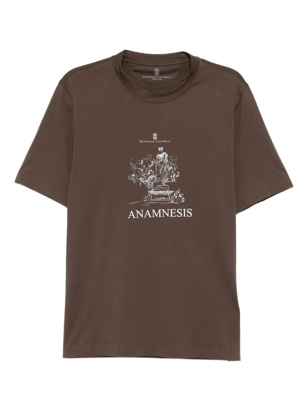 Brunello Cucinelli graphic-print cotton T-shirt | Brown | Image 1