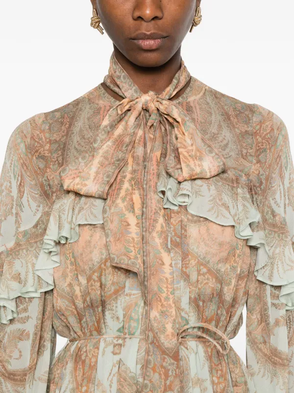 ZIMMERMANN ペイズリープリント ラッフルドレス | ブルー ZIMMERMANN ペイズリープリント ラッフルドレス | ブルー