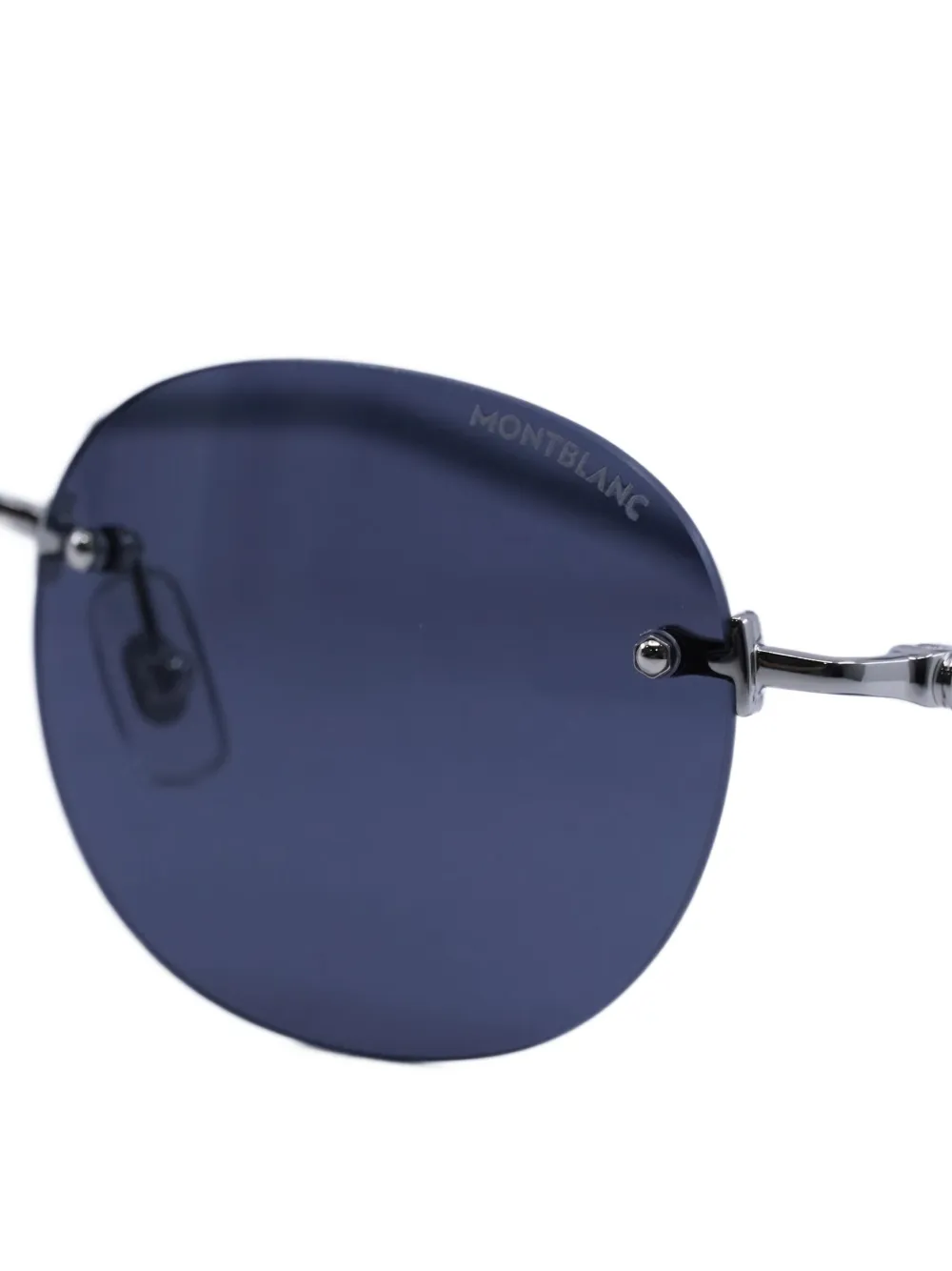 Montblanc Rimless Round-frame Sunglasses In Blue