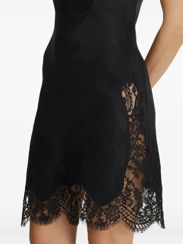 black mini puff sleeve dress BONNIE SATIN AND LACE MINI DRESS – AKIRA main image 1