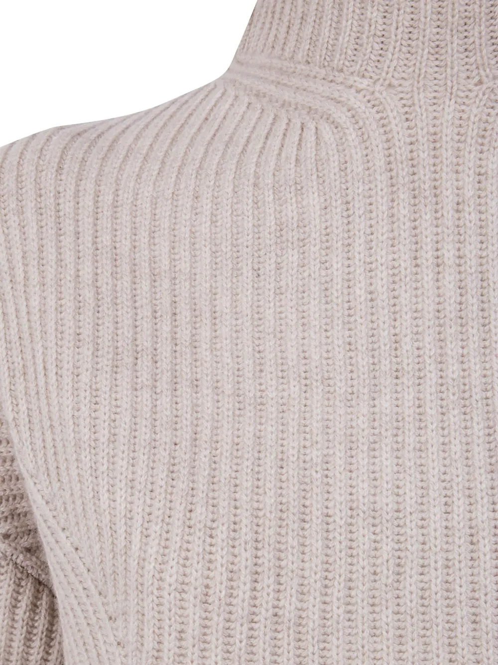 kujten Demi geribbelde trui met hoge hals Beige