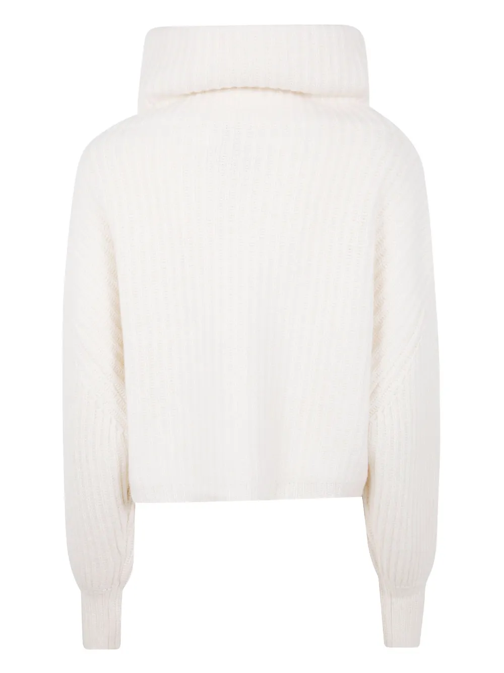Kujten Cropped Turtleneck Sweater Long Sleeves In White