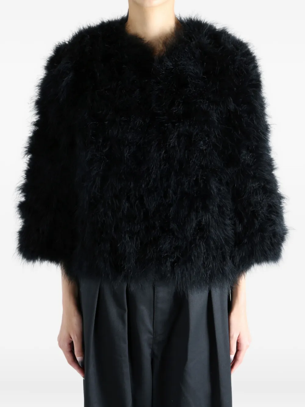 Yves Salomon feather jacket | Black | Image 1