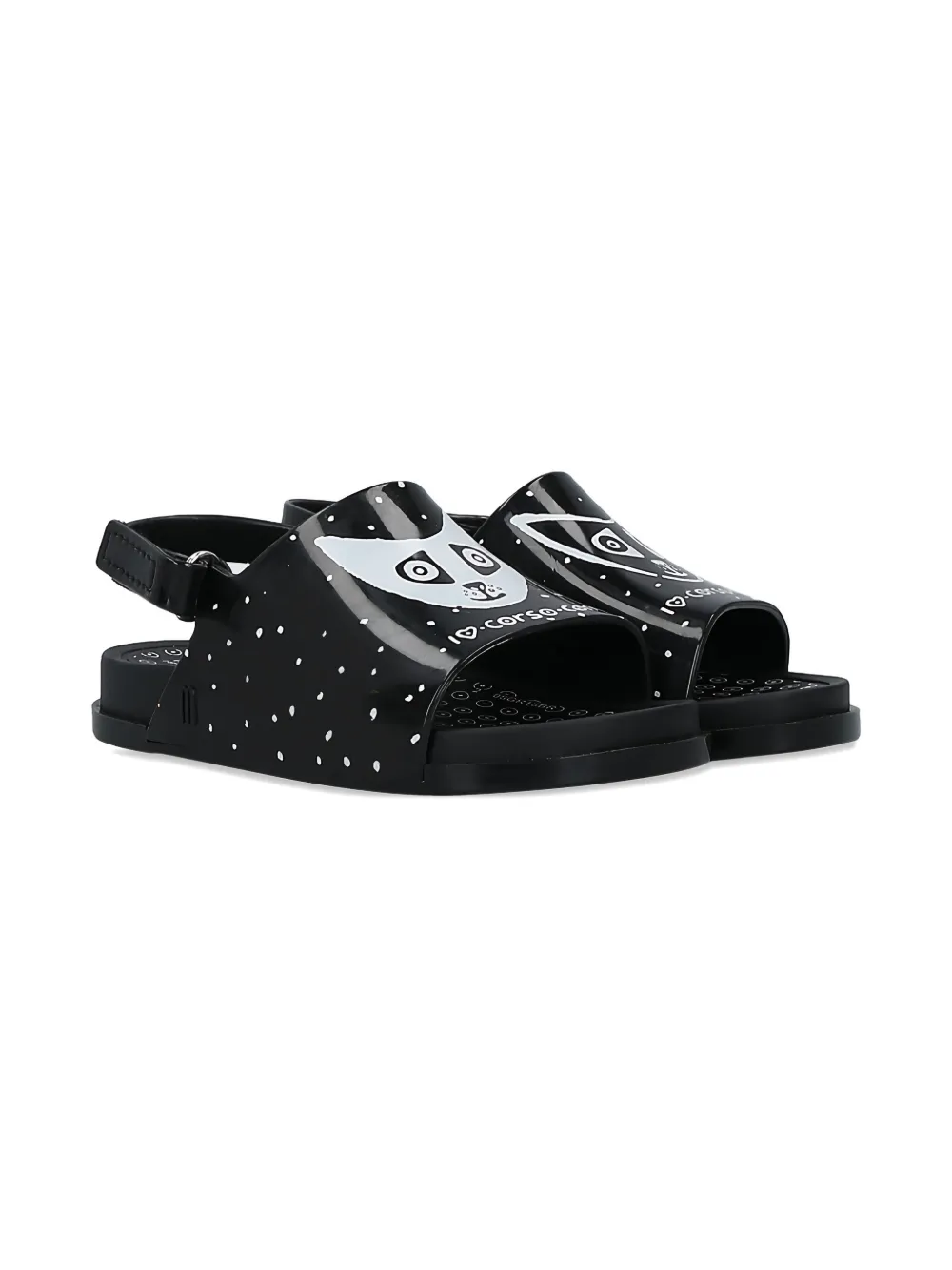 Melissa x10 CORSO COMO touch-strap cat-print sandals | Black | Image 1