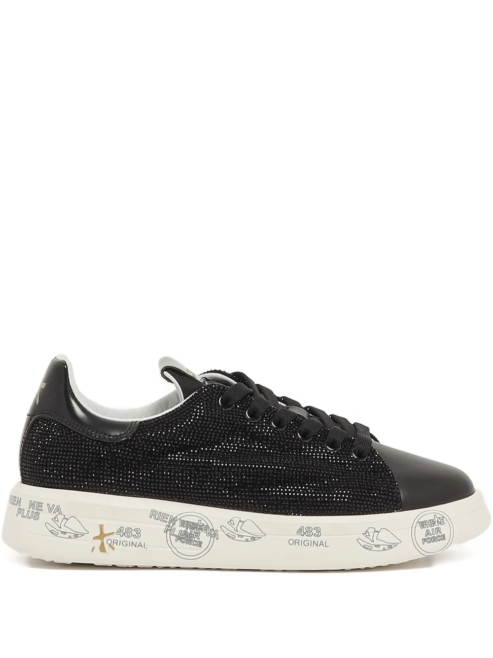 Premiata crystal-embellished sneakers Black