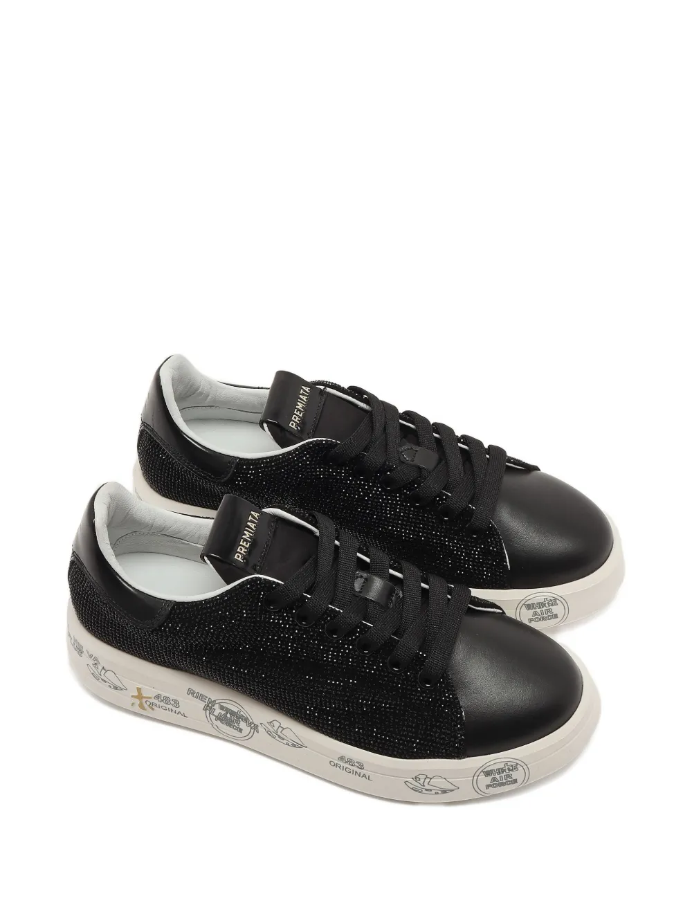 Premiata crystal-embellished sneakers Black