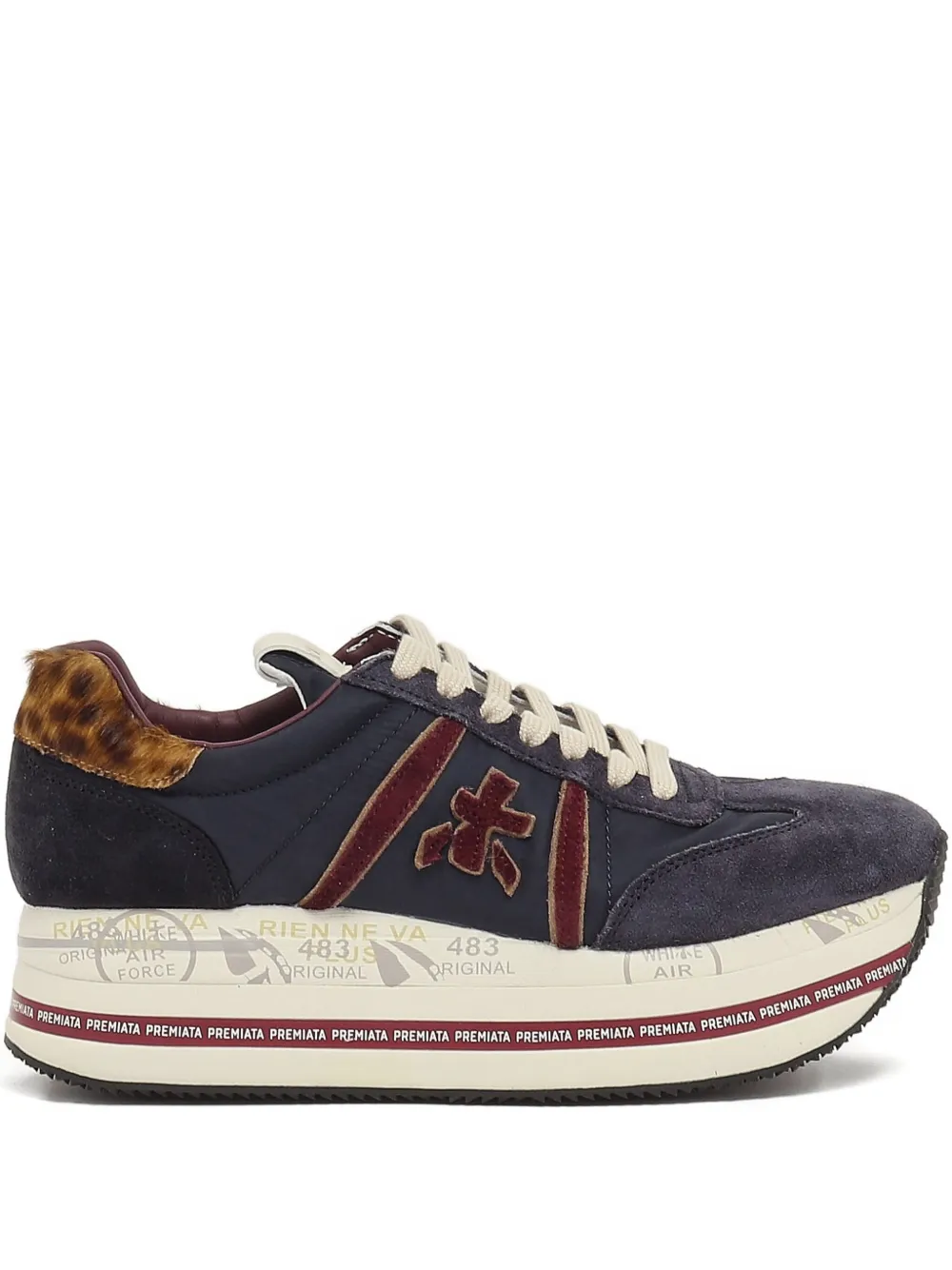 Premiata leopard-print suede sneakers Blue