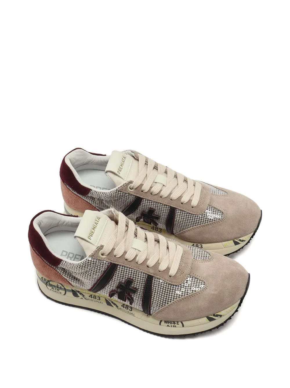 Premiata sequin-embellished sneakers Neutrals