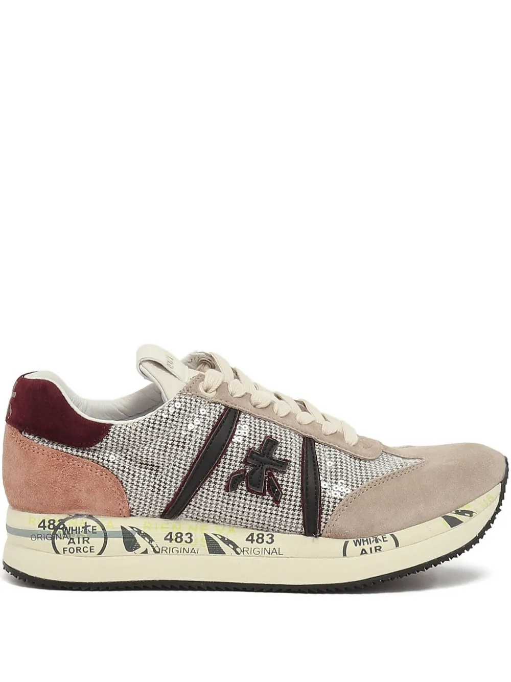 Premiata sequin-embellished sneakers Neutrals