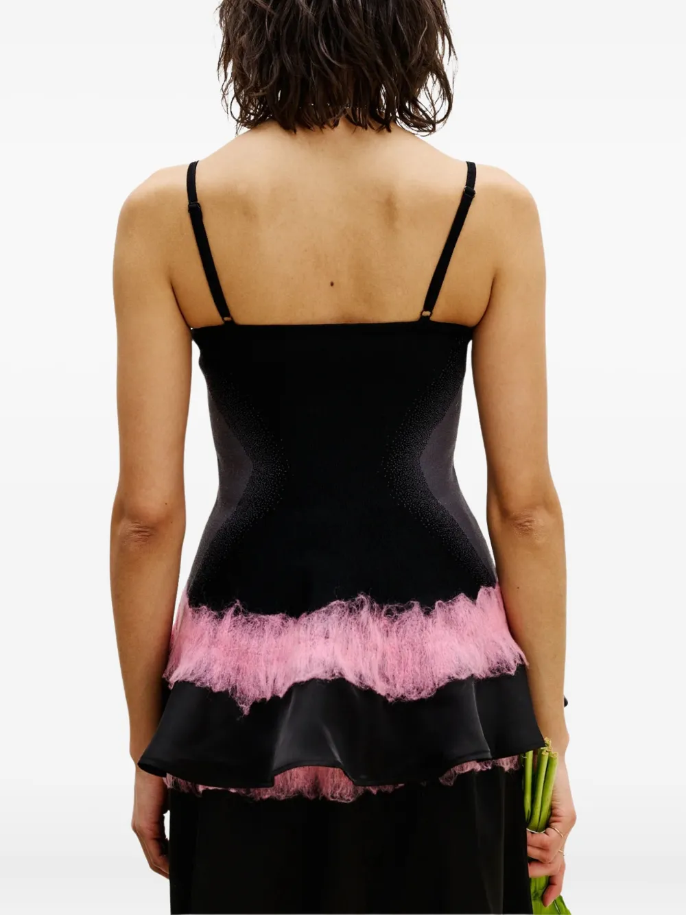 Ph5 Tulip-print Peplum Top In Black
