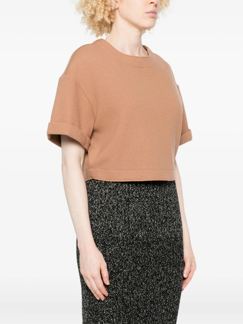 Niu Cropped T-shirt met korte mouwen Bruin