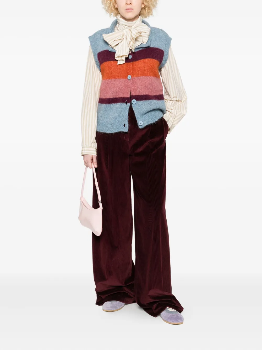 Niu striped-front buttoned gilet | Vests & Tank Tops | Image 2