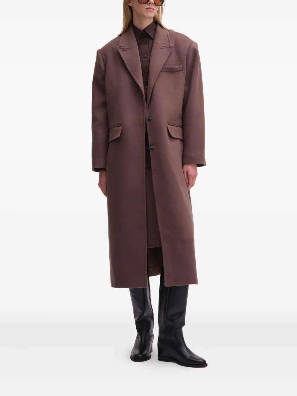 REMAIN padded-shoulder wool coat - Bruin