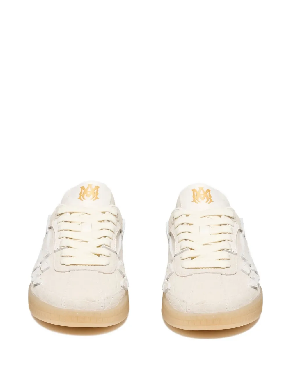 Amiri Pacific Bones Crocodile-effect Suede Sneakers In Neutral