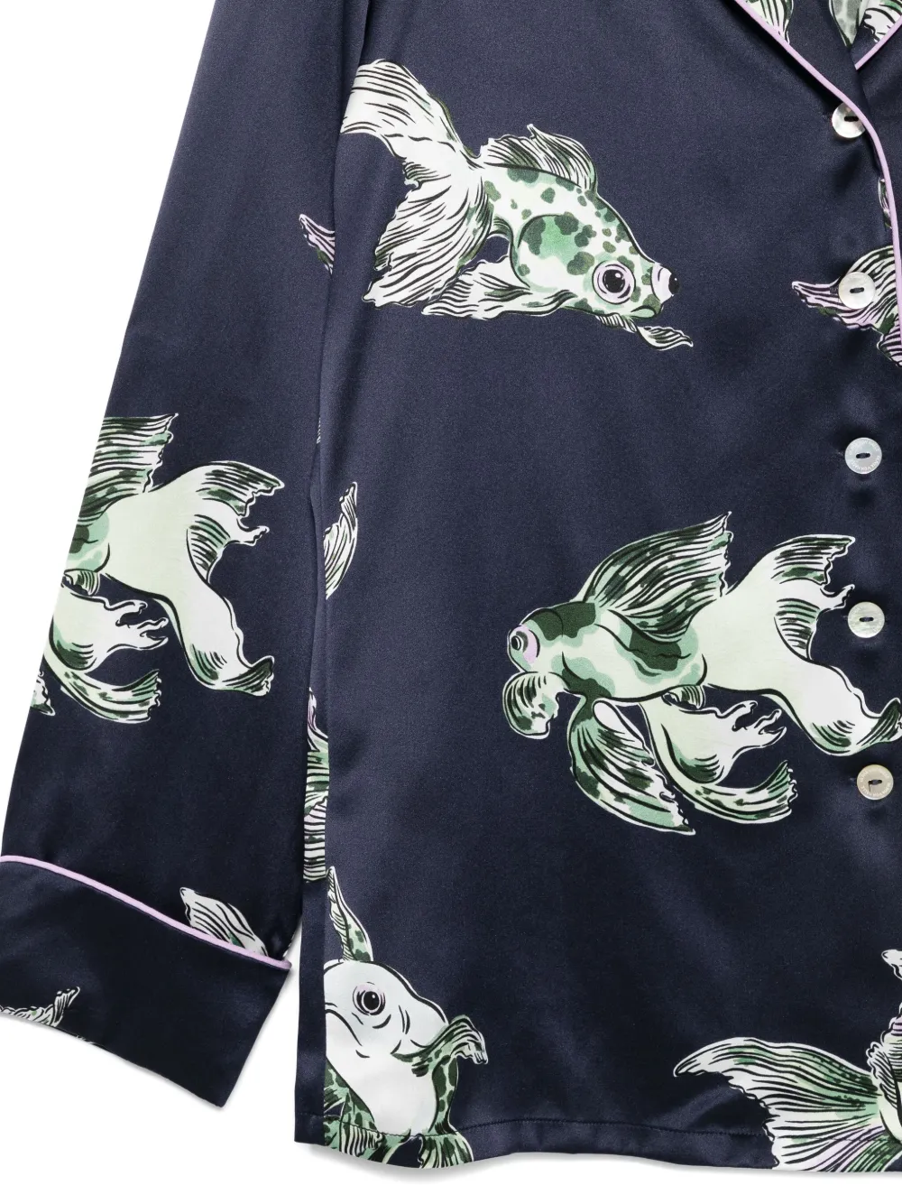 Olivia Von Halle Graphicprint Pajamas In Blue