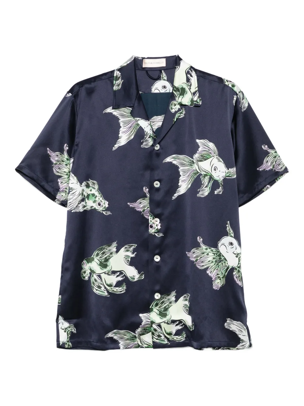 Olivia Von Halle Goldfish-print Shirt In Blue