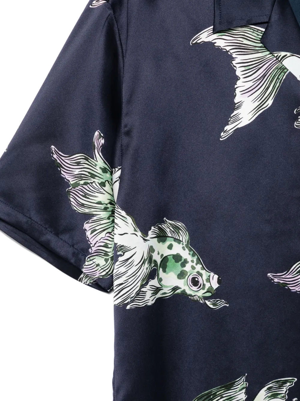 Olivia Von Halle Goldfish-print Shirt In Blue