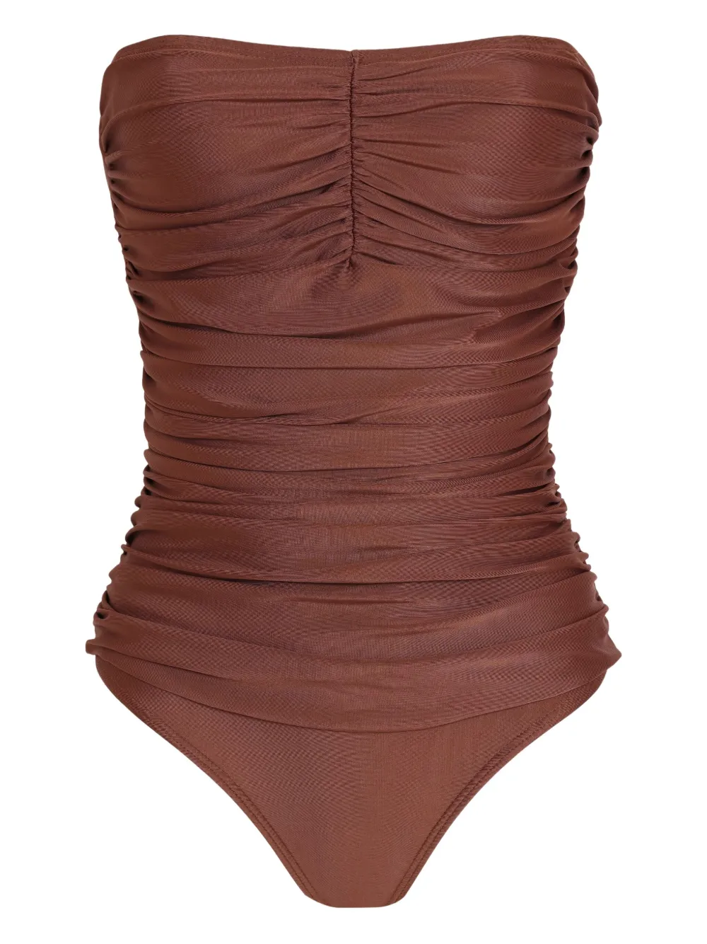 Lygia & Nanny Melissa Ruched Strapless Swimsuit In Brown