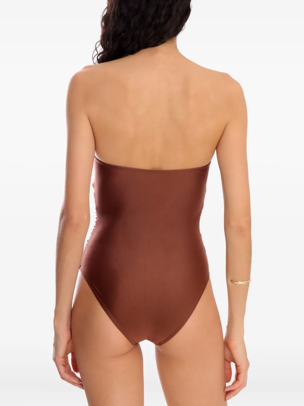 Lygia & Nanny Melissa Ruched Strapless Swimsuit In Brown