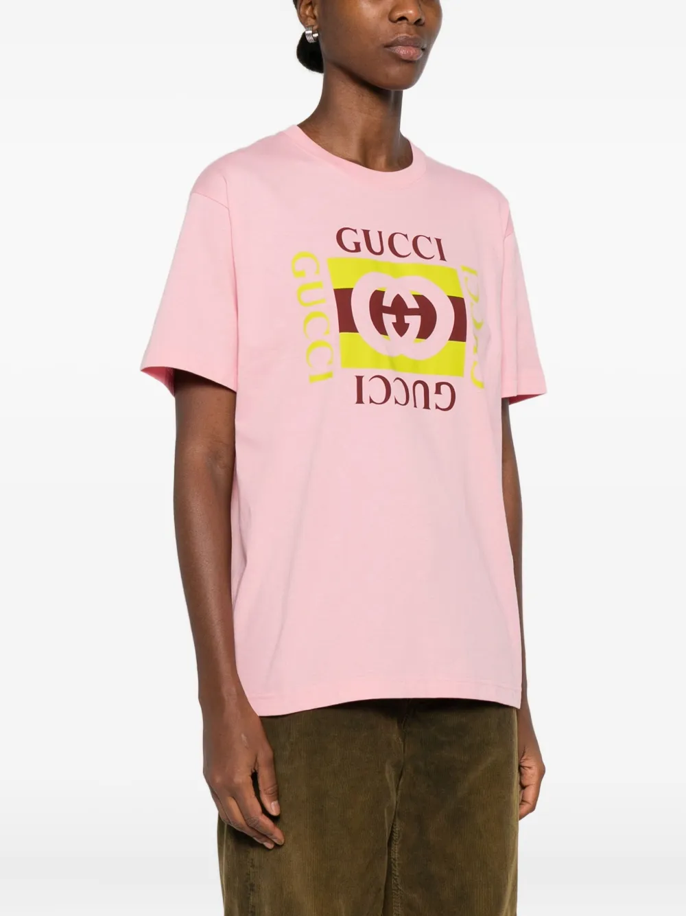 Gucci Logo-printed Short-sleeved T-shirt In Pink