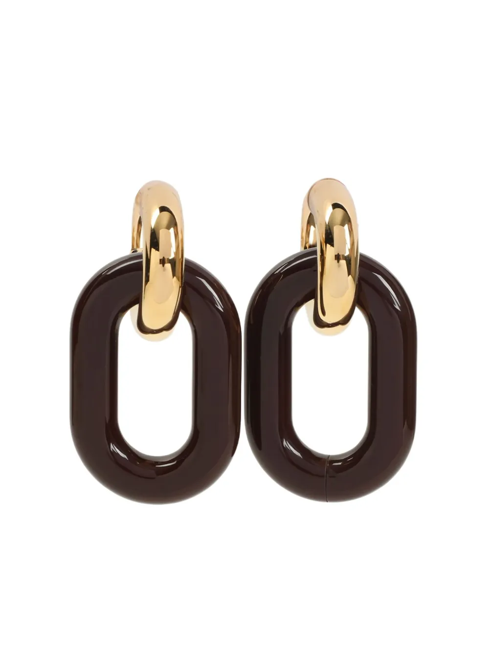 Marni Chunky Hoop Earrings Gold-tone Finish In Black