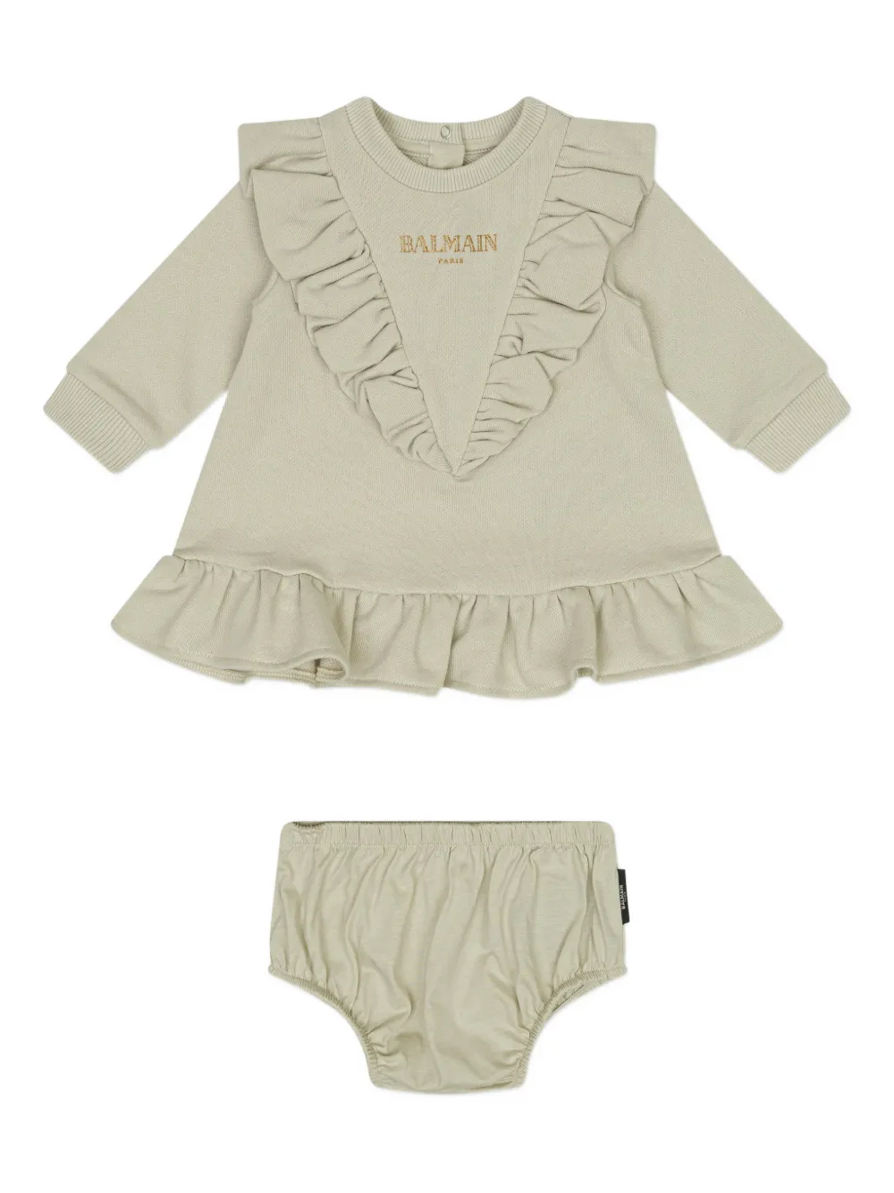 Balmain Ruffled Dress Set In Green