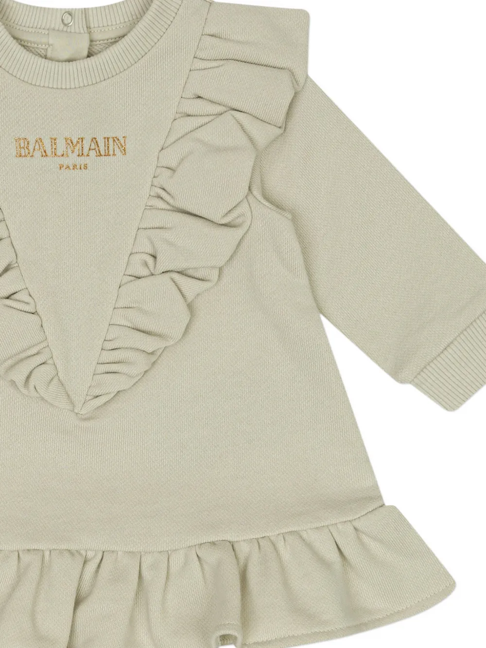 Balmain Ruffled Dress Set In Green