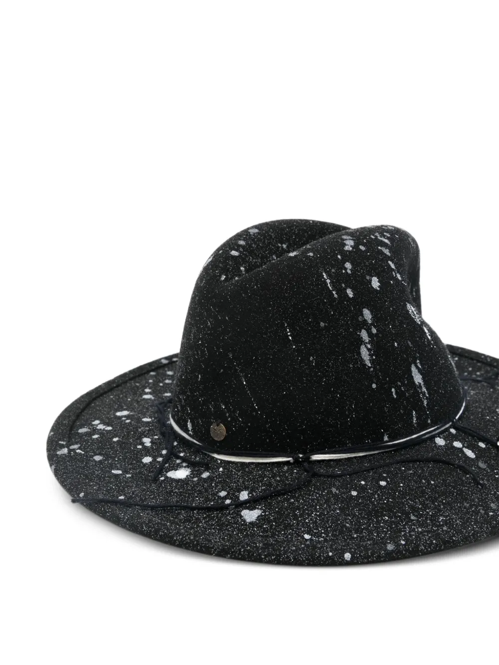 Yesey Fedora hoed met verfspatten Zwart