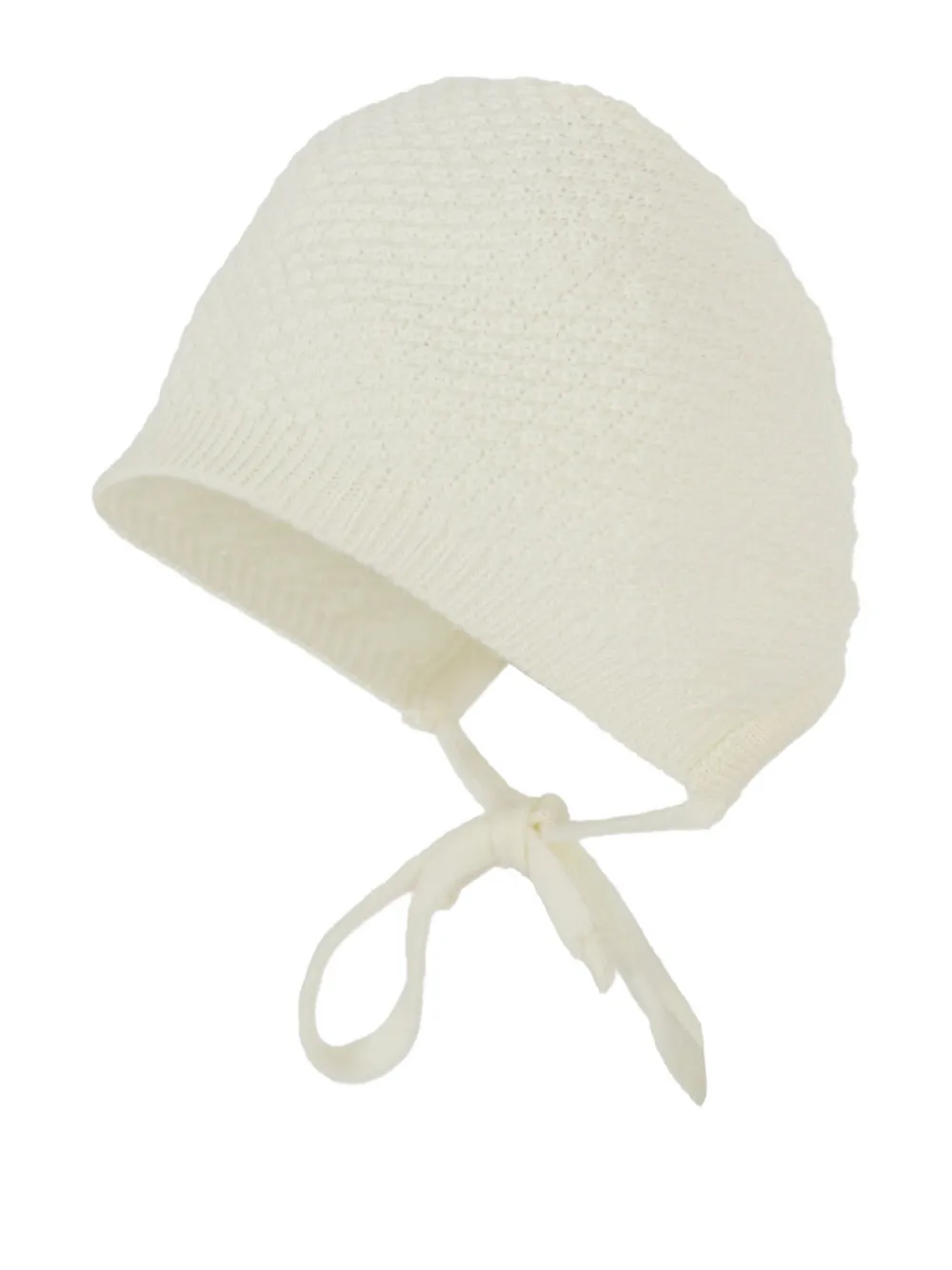 Little Bear tie-detail wool beanie - Beige