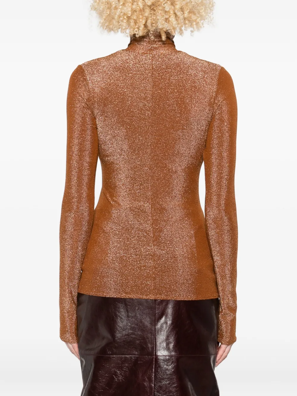 Forte Forte Lurex Turtleneck Top In Brown