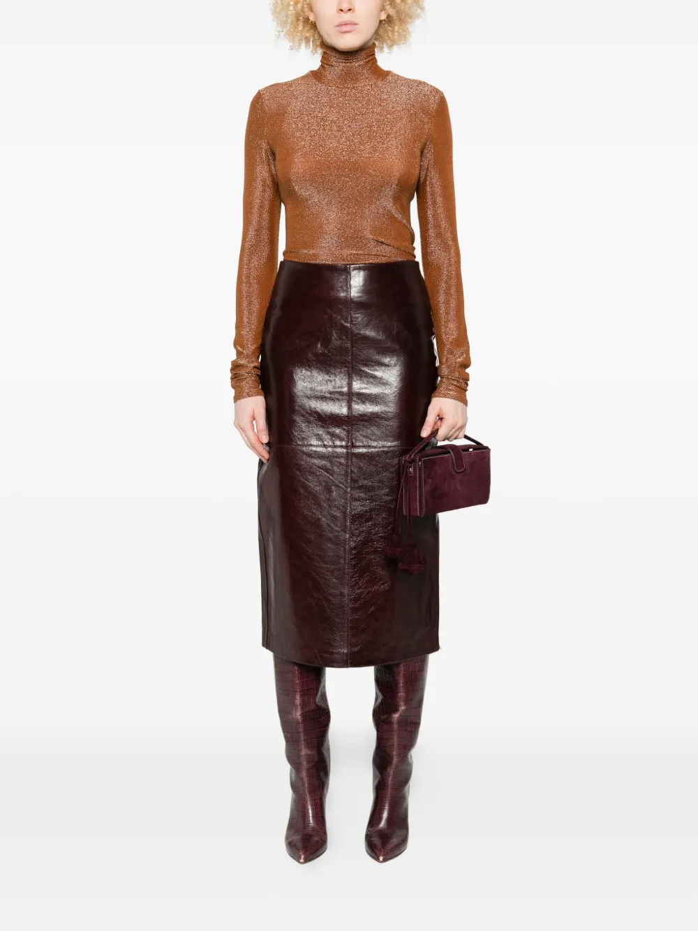 Forte Forte Lurex top met col - Bruin