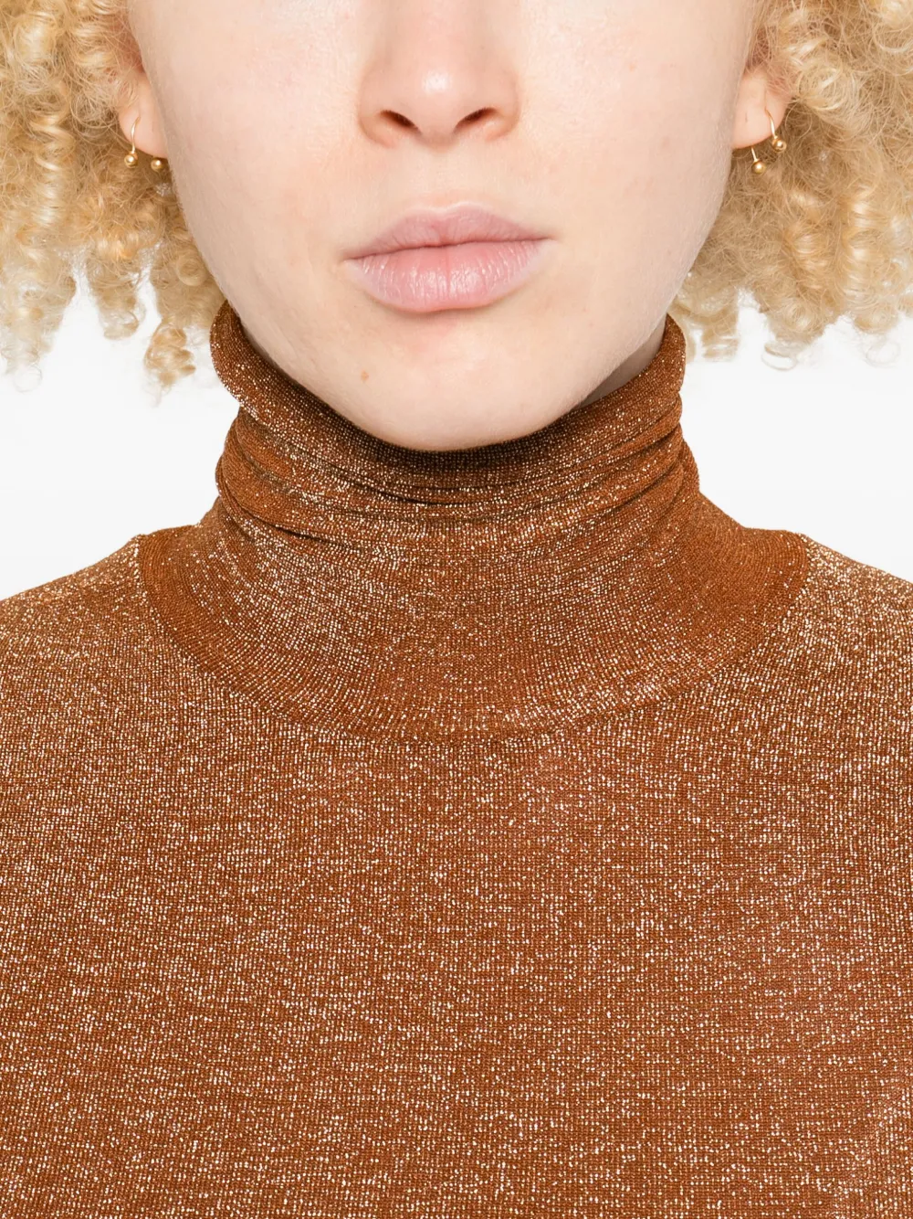 Forte Forte Lurex Turtleneck Top In Brown