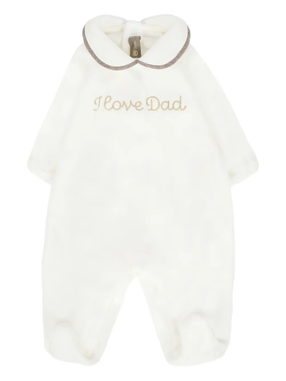 Little Bear embroidered-collar long-sleeves babygrow | White | Image 1