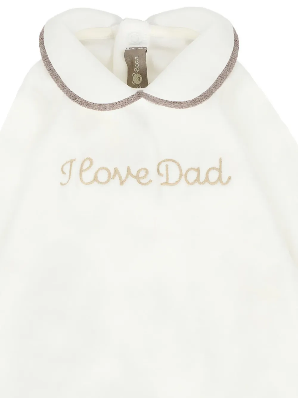 Little Bear Romper met geborduurde kraag en lange mouwen Wit